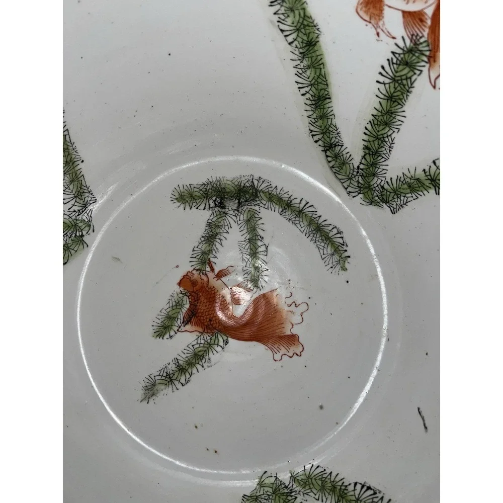 (..30)Huge Vintage Chinese Porcelain Enamel Famille Rose Koi Fish Bowl Planter